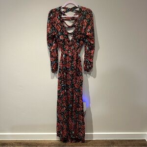 Skies Are Blue Long‎ Sleeve Floral Cut Out Maxi Dress Size Large